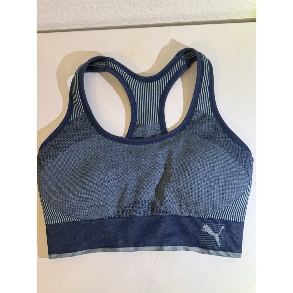 PUMA Size M Womens‎ Blue Wireless Padded Racerback Sports Bra